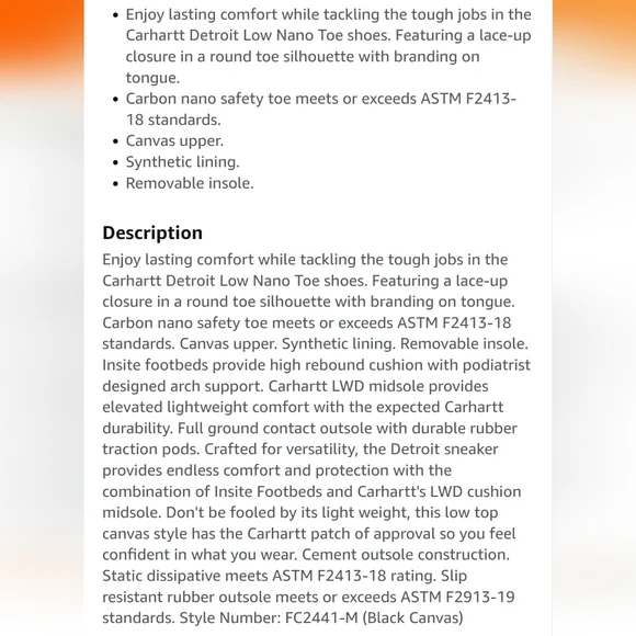 Carharrt Mens Sneakers Carbon Safety Toe - Picture 8 of 8